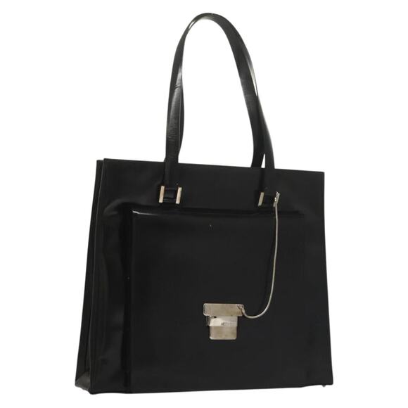 GUCCI Tote Bag Patent Leather Black Silver - Picture 1 of 16